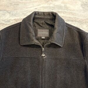 Covington Charcoal Gray Wool Blend Zip Up Jacket Overcoat Mens Lg Moose Zipper